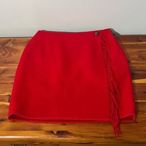 Vintage Ralph Lauren Vibrant Red Mini Skirt with Fringe